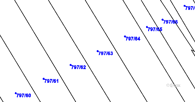 Parcela st. 797/63 v KÚ Tvarožná, Katastrální mapa