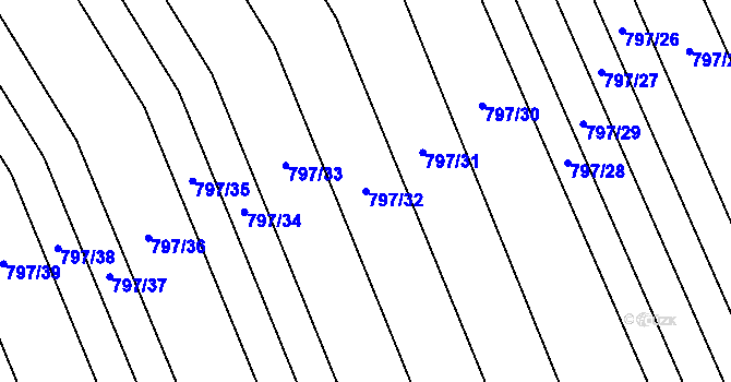 Parcela st. 797/32 v KÚ Tvarožná, Katastrální mapa