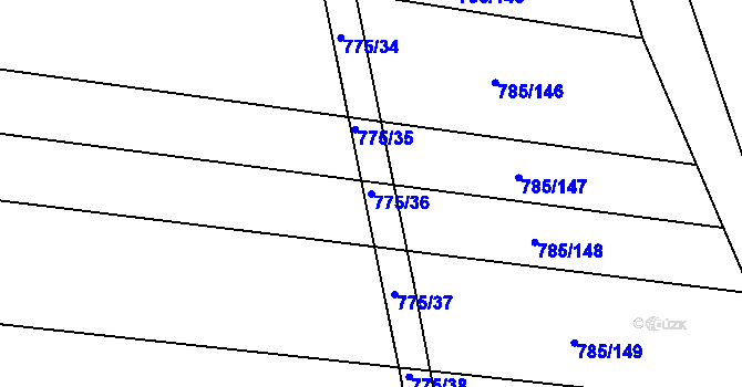 Parcela st. 775/36 v KÚ Tvarožná, Katastrální mapa