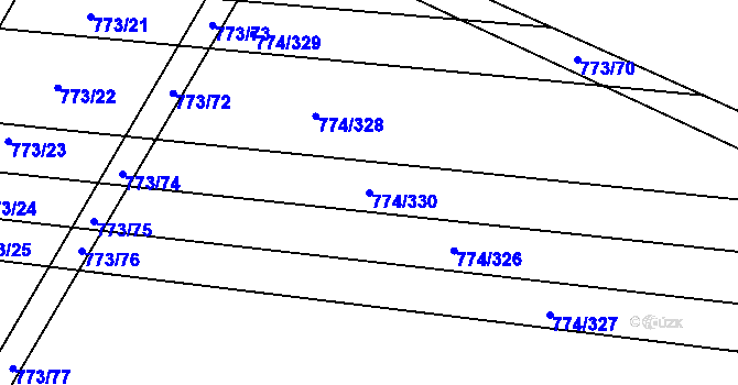 Parcela st. 774/330 v KÚ Tvarožná, Katastrální mapa