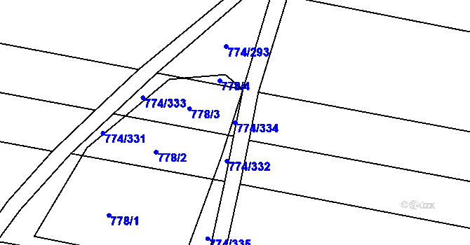 Parcela st. 774/334 v KÚ Tvarožná, Katastrální mapa