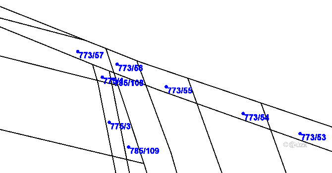 Parcela st. 773/55 v KÚ Tvarožná, Katastrální mapa