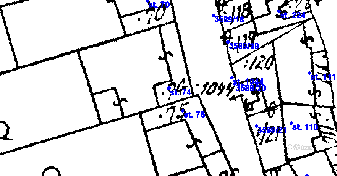 Parcela st. 74 v KÚ Tvarožná Lhota, Katastrální mapa