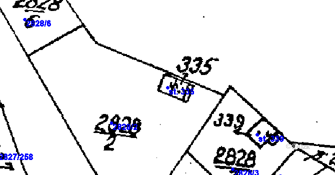 Parcela st. 335 v KÚ Tvarožná Lhota, Katastrální mapa