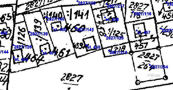 Parcela st. 459 v KÚ Tvarožná Lhota, Katastrální mapa
