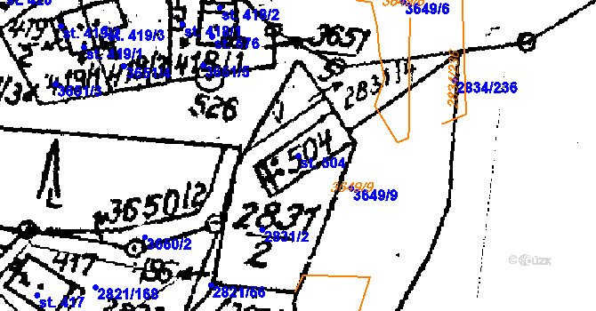 Parcela st. 504 v KÚ Tvarožná Lhota, Katastrální mapa
