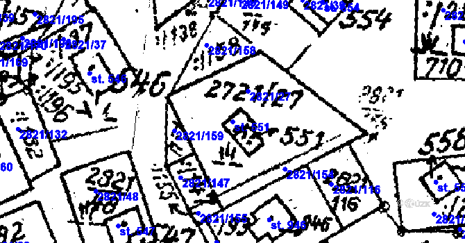 Parcela st. 551 v KÚ Tvarožná Lhota, Katastrální mapa