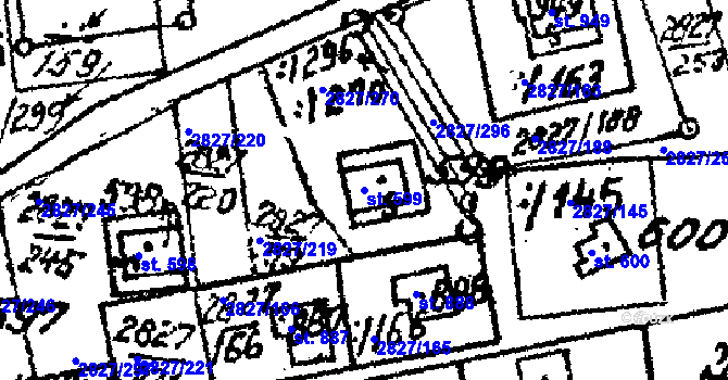 Parcela st. 599 v KÚ Tvarožná Lhota, Katastrální mapa