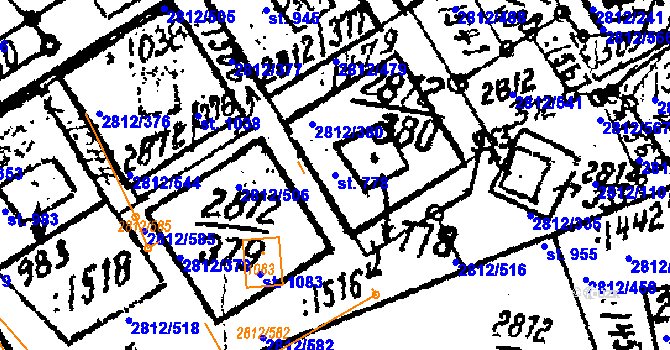 Parcela st. 778 v KÚ Tvarožná Lhota, Katastrální mapa