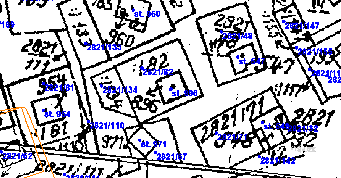 Parcela st. 896 v KÚ Tvarožná Lhota, Katastrální mapa