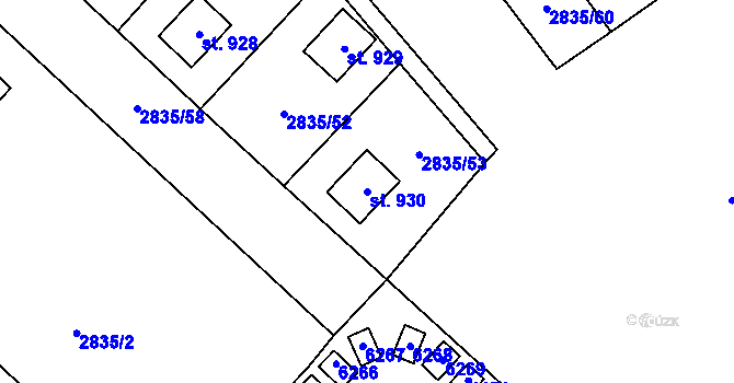 Parcela st. 930 v KÚ Tvarožná Lhota, Katastrální mapa