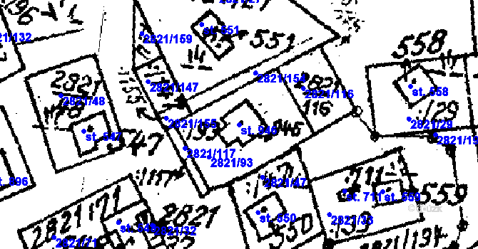 Parcela st. 946 v KÚ Tvarožná Lhota, Katastrální mapa