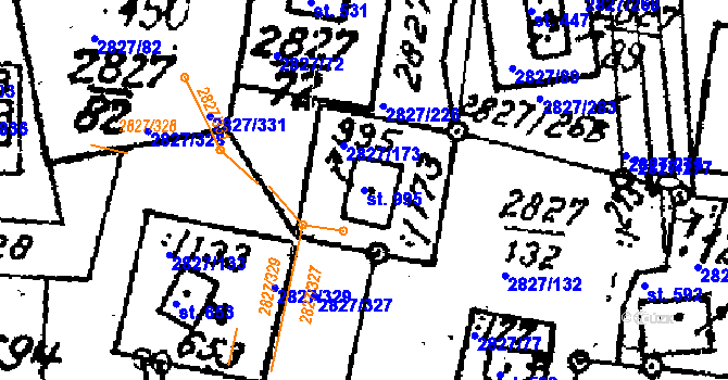 Parcela st. 995 v KÚ Tvarožná Lhota, Katastrální mapa