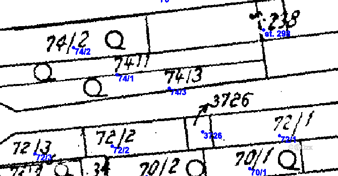 Parcela st. 74/3 v KÚ Tvarožná Lhota, Katastrální mapa
