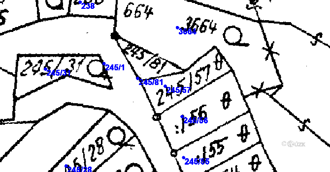 Parcela st. 245/57 v KÚ Tvarožná Lhota, Katastrální mapa