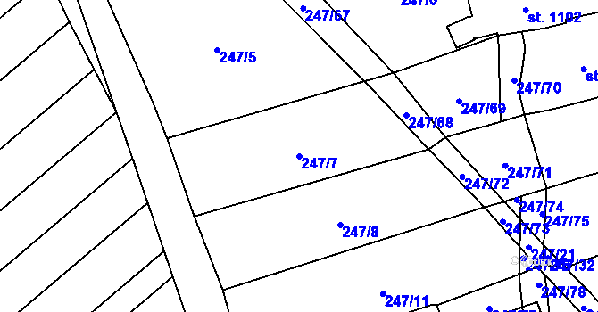 Parcela st. 247/7 v KÚ Tvarožná Lhota, Katastrální mapa