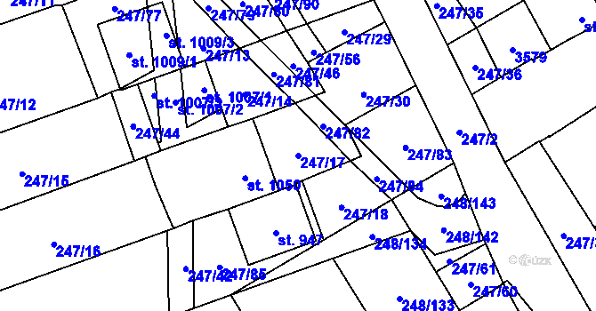 Parcela st. 247/17 v KÚ Tvarožná Lhota, Katastrální mapa