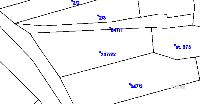 Parcela st. 247/22 v KÚ Tvarožná Lhota, Katastrální mapa