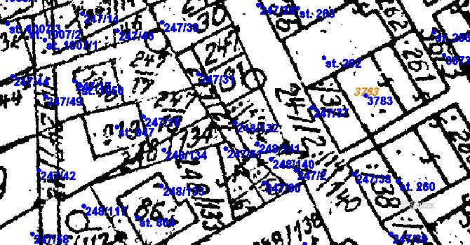 Parcela st. 248/132 v KÚ Tvarožná Lhota, Katastrální mapa