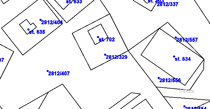 Parcela st. 2812/329 v KÚ Tvarožná Lhota, Katastrální mapa