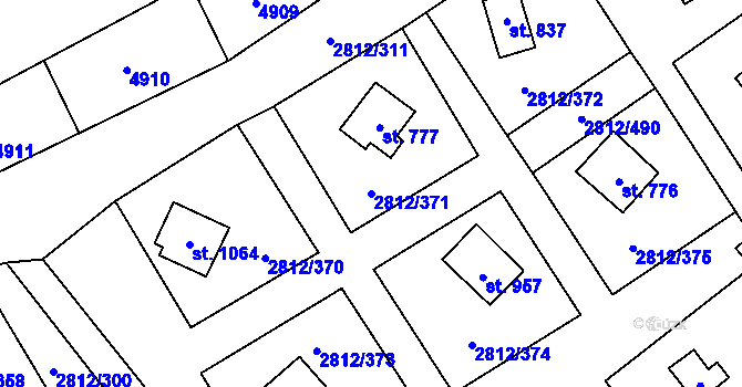 Parcela st. 2812/371 v KÚ Tvarožná Lhota, Katastrální mapa