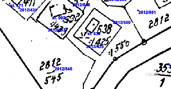 Parcela st. 2812/425 v KÚ Tvarožná Lhota, Katastrální mapa