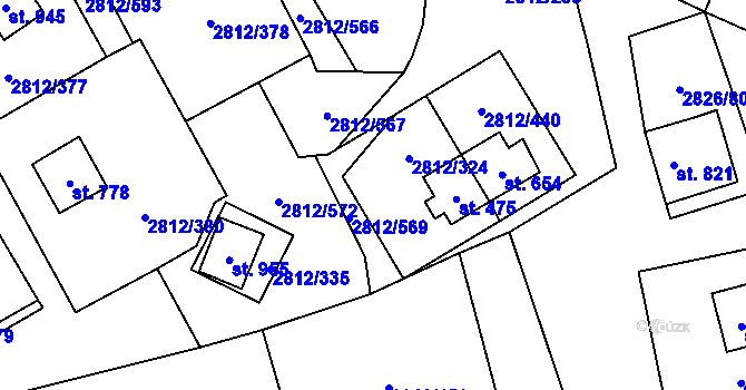 Parcela st. 2812/442 v KÚ Tvarožná Lhota, Katastrální mapa