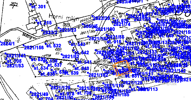 Parcela st. 2821/15 v KÚ Tvarožná Lhota, Katastrální mapa