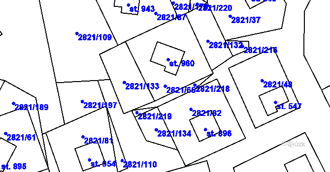 Parcela st. 2821/65 v KÚ Tvarožná Lhota, Katastrální mapa