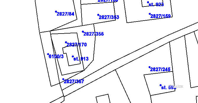 Parcela st. 2827/169 v KÚ Tvarožná Lhota, Katastrální mapa