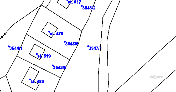 Parcela st. 3547/1 v KÚ Tvarožná Lhota, Katastrální mapa