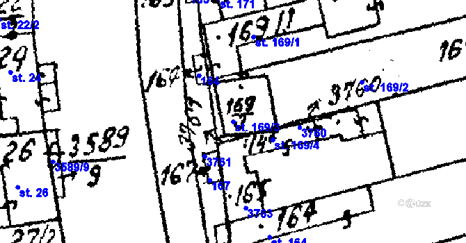 Parcela st. 169/3 v KÚ Tvarožná Lhota, Katastrální mapa