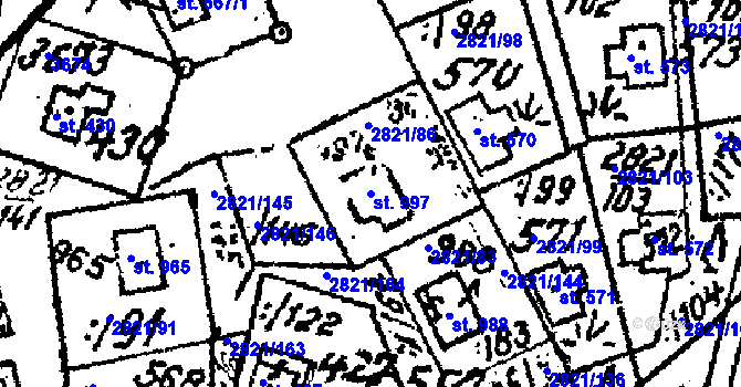 Parcela st. 997 v KÚ Tvarožná Lhota, Katastrální mapa