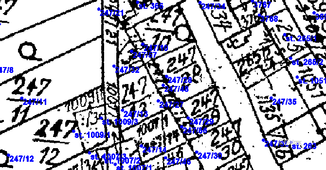 Parcela st. 247/48 v KÚ Tvarožná Lhota, Katastrální mapa