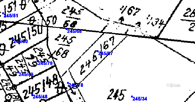 Parcela st. 245/67 v KÚ Tvarožná Lhota, Katastrální mapa