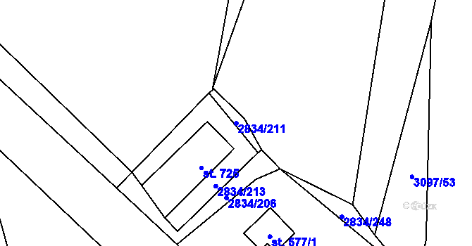 Parcela st. 2834/211 v KÚ Tvarožná Lhota, Katastrální mapa