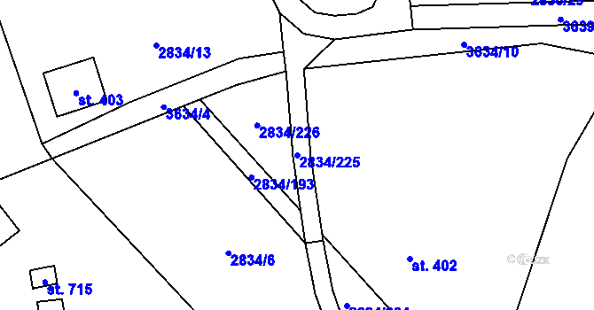 Parcela st. 2834/225 v KÚ Tvarožná Lhota, Katastrální mapa