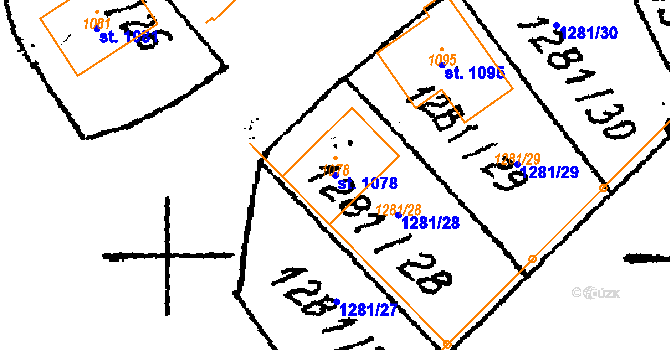 Parcela st. 1078 v KÚ Tvarožná Lhota, Katastrální mapa