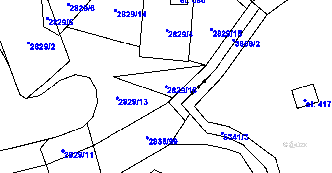 Parcela st. 2829/16 v KÚ Tvarožná Lhota, Katastrální mapa