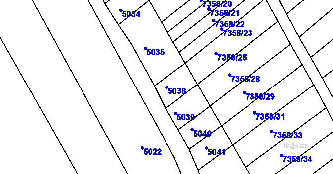 Parcela st. 5038 v KÚ Tvarožná Lhota, Katastrální mapa