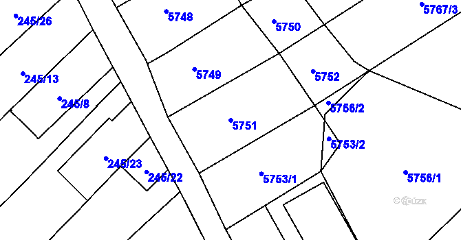 Parcela st. 5751 v KÚ Tvarožná Lhota, Katastrální mapa