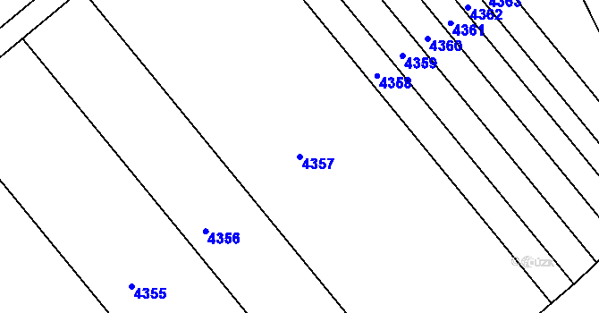 Parcela st. 4357 v KÚ Tvarožná Lhota, Katastrální mapa