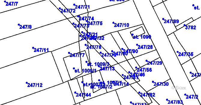 Parcela st. 247/79 v KÚ Tvarožná Lhota, Katastrální mapa