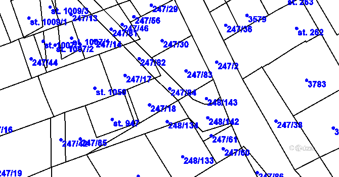 Parcela st. 247/84 v KÚ Tvarožná Lhota, Katastrální mapa