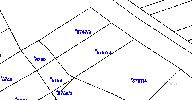 Parcela st. 5767/3 v KÚ Tvarožná Lhota, Katastrální mapa