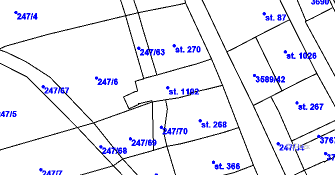 Parcela st. 1102 v KÚ Tvarožná Lhota, Katastrální mapa