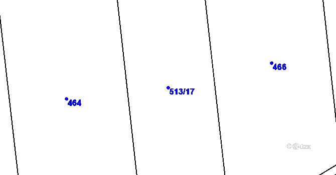 Parcela st. 513/17 v KÚ Tvorovice, Katastrální mapa