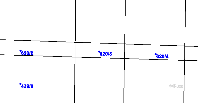 Parcela st. 620/3 v KÚ Tvorovice, Katastrální mapa