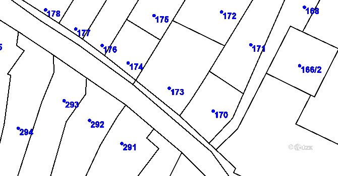 Parcela st. 173 v KÚ Tvorovice, Katastrální mapa