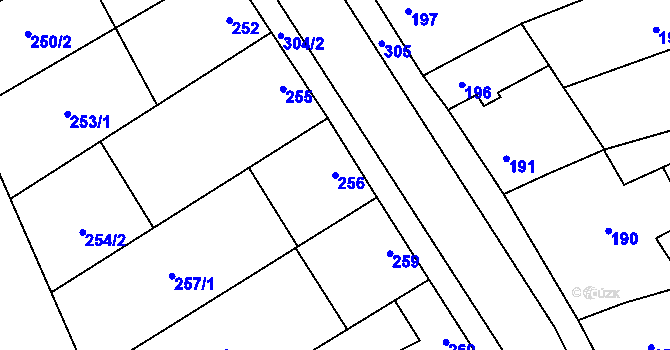 Parcela st. 256 v KÚ Tvorovice, Katastrální mapa
